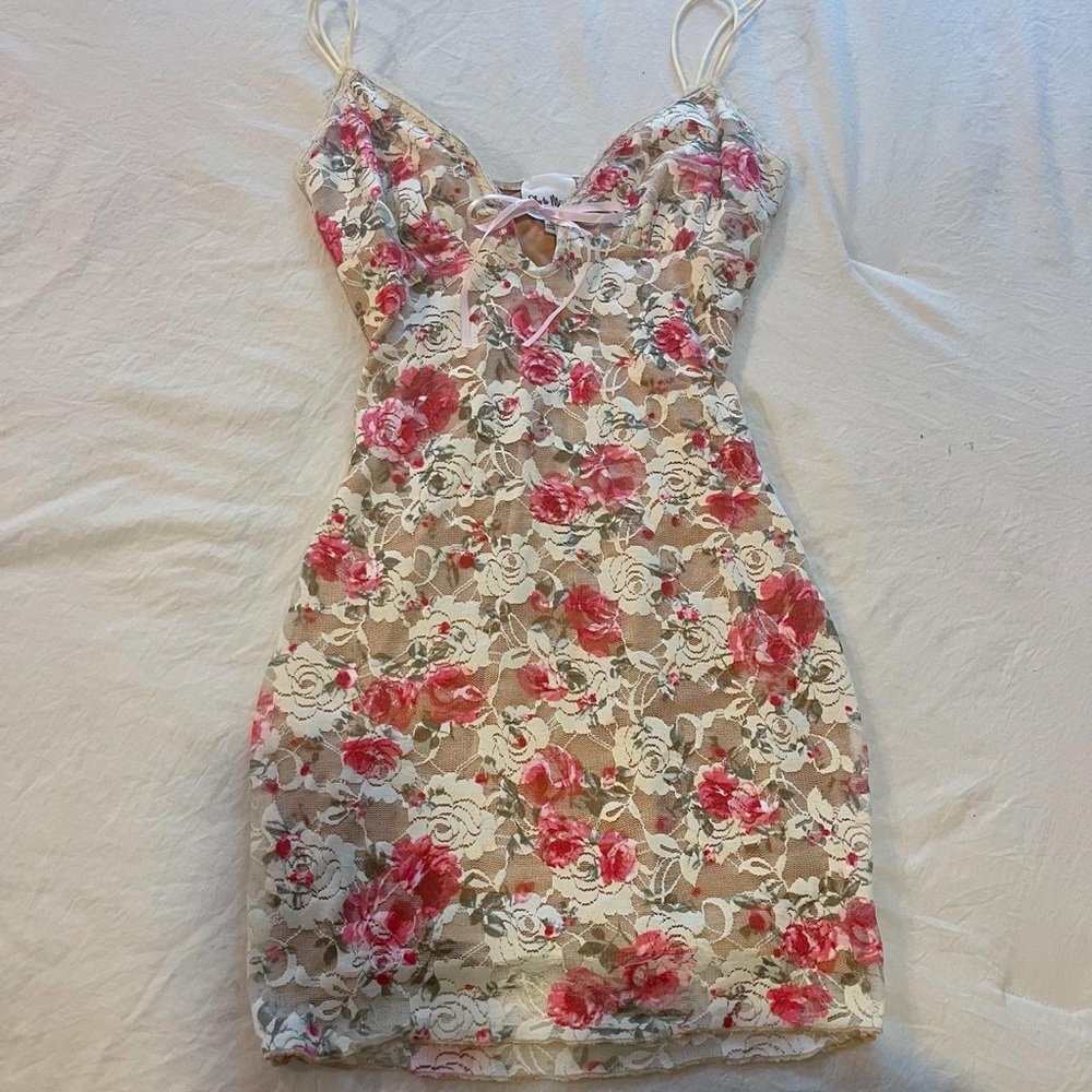 sky to moon floral mini dress